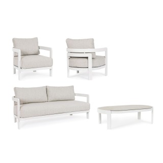 Salon de jardin en aluminium et coussins en toile (set de 4)  ARCACHON - HELLIN