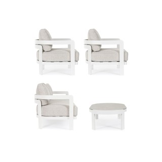 Salon de jardin en aluminium et coussins en toile (set de 4)  ARCACHON - HELLIN