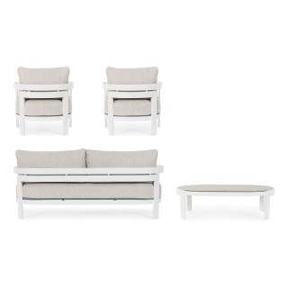 Salon de jardin en aluminium et coussins en toile (set de 4)  ARCACHON - HELLIN