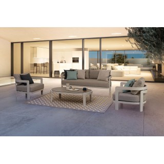 Salon de jardin en aluminium et coussins en toile (set de 4)  ARCACHON - HELLIN