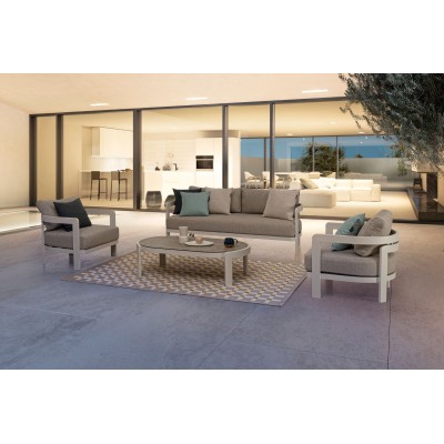 Salon de jardin en aluminium et coussins en toile (set de 4)  ARCACHON - HELLIN