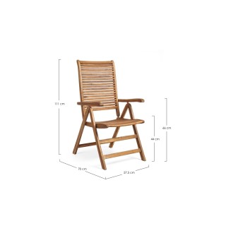Chaise de jardin inclinable avec accoudoirs en acacia CANCALE - HELLIN