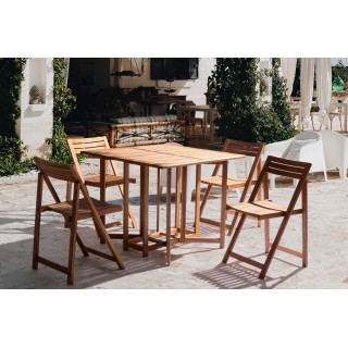 Ensemble d'extérieur table et 4 chaises en acacia pliables CANCALE - HELLIN