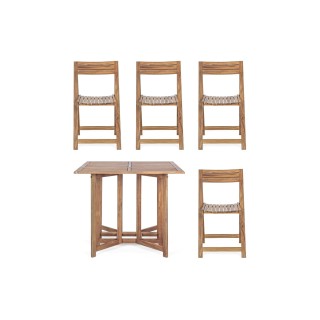 Ensemble d'extérieur table et 4 chaises en acacia pliables CANCALE - HELLIN
