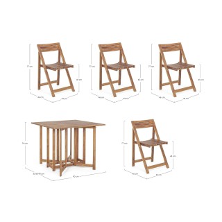 Ensemble d'extérieur table et 4 chaises en acacia pliables CANCALE - HELLIN