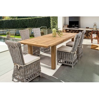 Table à diner de jardin extensible en teck recyclé L180/250 SAINT MALO - HELLIN