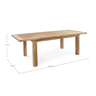 Table à diner de jardin extensible en teck recyclé L180/250 SAINT MALO - HELLIN