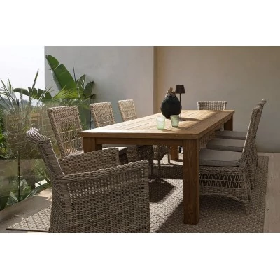 Table d'intérieur et d'extérieur rectangulaire en teck recyclé L240 SAINT MALO - HELLIN