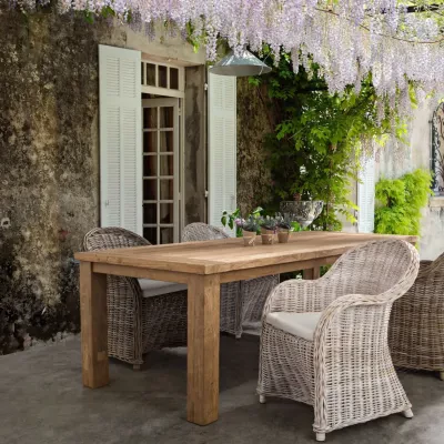 Table d'intérieur et d'extérieur rectangulaire en teck recyclé L240 SAINT MALO - HELLIN