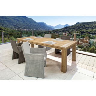 Table d'intérieur et d'extérieur rectangulaire en teck recyclé L240 SAINT MALO - HELLIN