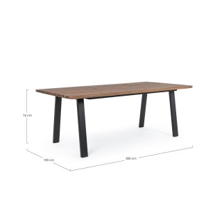 Table de jardin rectangulaire en acacia et métal L200 OLERON - HELLIN