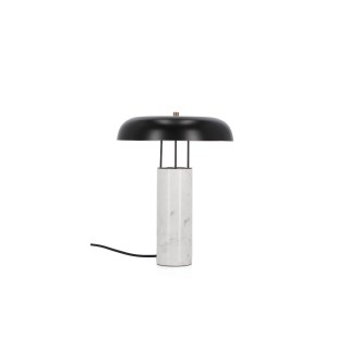 Luminaire à poser en marbre blanc et abat jour métallique noire SNOOP - HELLIN