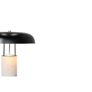 Luminaire à poser en marbre blanc et abat jour métallique noire SNOOP - HELLIN