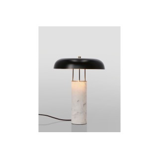 Luminaire à poser en marbre blanc et abat jour métallique noire SNOOP - HELLIN