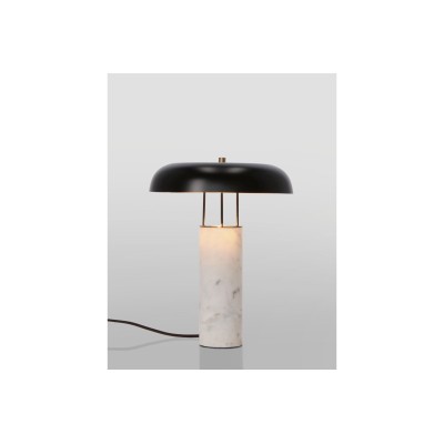 Luminaire à poser en marbre blanc et abat jour métallique noire SNOOP - HELLIN