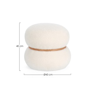 Pouf forme cylindrique blanc en tissu bouclé hauteur 40cm  STRATUS - HELLIN