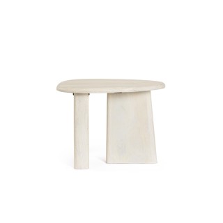 Table basse de salon triangulaire forme galet en bois de manguier L60 JUAREZ - HELLIN