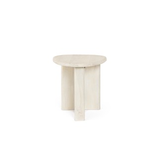 Table basse de salon triangulaire forme galet en bois de manguier L60 JUAREZ - HELLIN