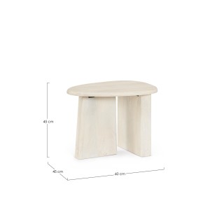 Table basse de salon triangulaire forme galet en bois de manguier L60 JUAREZ - HELLIN