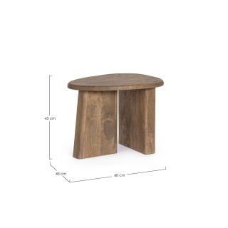 Table basse de salon triangulaire forme galet en bois de manguier L60 JUAREZ - HELLIN