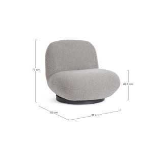 Fauteuil bas pivotant en tissu bouclette JEAN - HELLIN