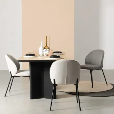 Chaise de salle à manger design en tissu et métal noir (lot de 2)  NELLY - HELLIN