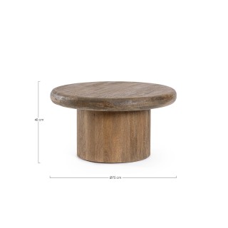 Table basse de salon ronde en bois de manguier D75 JUAREZ - HELLIN