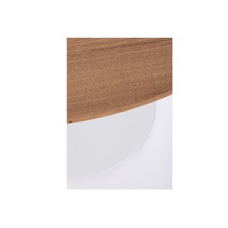 Table ronde pied tulipe en métal blanc et bois L100 - BLOSSOM - HELLIN
