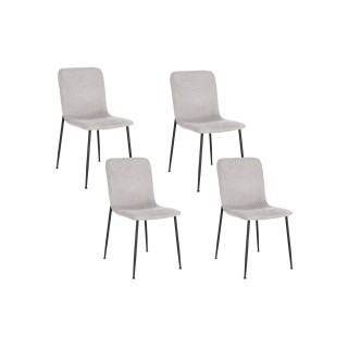 Chaise design en tissu et pieds en métal noir (lot de 4) BREDA - HELLIN