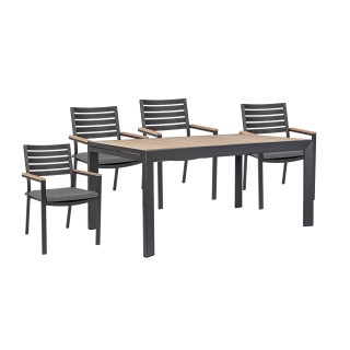 Table à manger de jardin extensible en métal L160/240 FREJUS - HELLIN