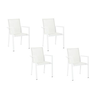 Chaise de jardin à accoudoirs métal et textilène (lot de 4) CASSIS - HELLIN