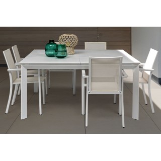 Chaise de jardin à accoudoirs métal et textilène (lot de 4) CASSIS - HELLIN