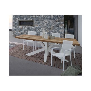 Chaise de jardin à accoudoirs métal et textilène (lot de 4) CASSIS - HELLIN
