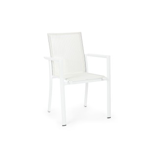 Chaise de jardin à accoudoirs métal et textilène (lot de 4) CASSIS - HELLIN