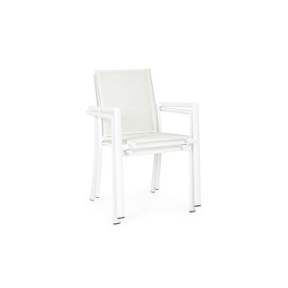 Chaise de jardin à accoudoirs métal et textilène (lot de 4) CASSIS - HELLIN