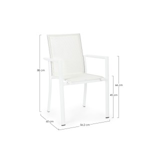 Chaise de jardin à accoudoirs métal et textilène (lot de 4) CASSIS - HELLIN