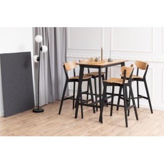 Table de bar et 4 chaises hautes au style scandinave en bois LETA - HELLIN