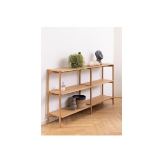 Bibliothèque double scandinave en chêne clair 4 tablettes BRENDA - HELLIN