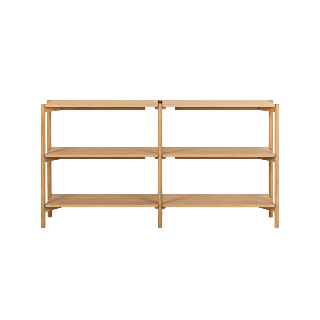 Bibliothèque double scandinave en chêne clair 4 tablettes BRENDA - HELLIN