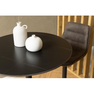 Table ronde haute bar snack piétement tulipe et plateau céramique MARSA- HELLIN