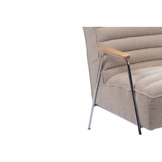 Fauteuil vintage en tissu bouclette beige et métal LISBOA - HELLIN