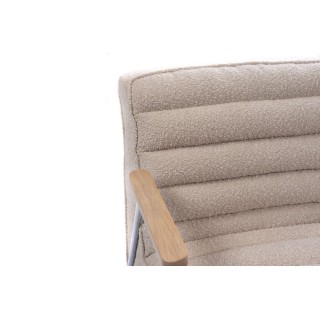 Fauteuil vintage en tissu bouclette beige et métal LISBOA - HELLIN