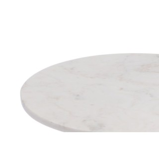 Bout de canapé tulipe en métal argenté et marbre blanc D46 PLAKA - HELLIN