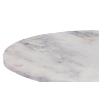 Bout de canapé tulipe en métal argenté et marbre blanc D40 PLAKA - HELLIN