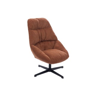 Fauteuil de relaxation pivotant en tissu marron et en métal noir GASTON - HELLIN