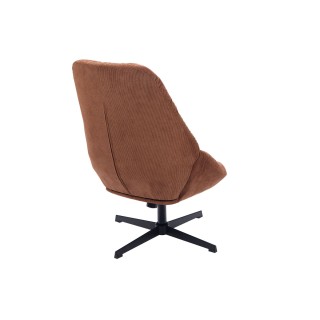 Fauteuil de relaxation pivotant en tissu marron et en métal noir GASTON - HELLIN