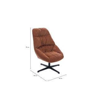 Fauteuil de relaxation pivotant en tissu marron et en métal noir GASTON - HELLIN