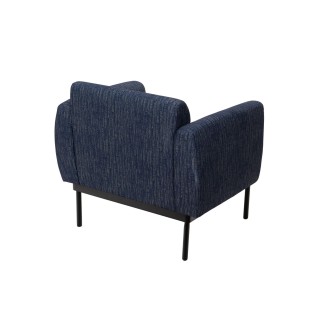 Fauteuil contemporain en tissu bleu et pieds en métal noir LOYD - HELLIN