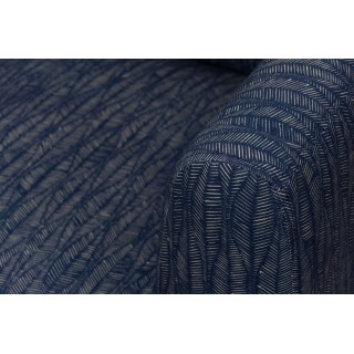 Fauteuil contemporain en tissu bleu et pieds en métal noir LOYD - HELLIN