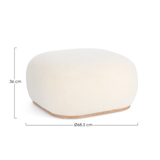 Pouf carré bouclette blanc ivoire L68 STRATUS - HELLIN